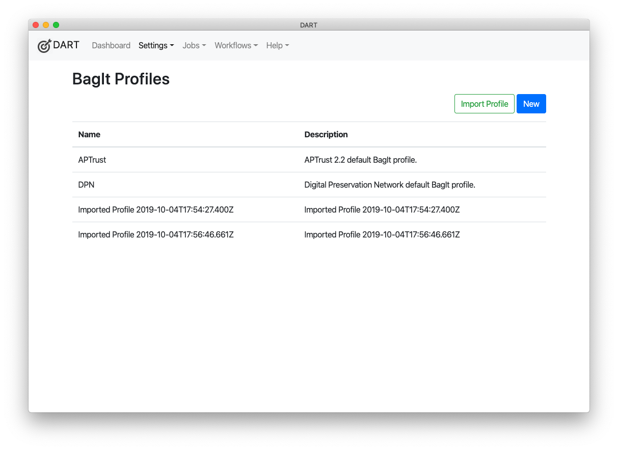 BagIt Profile list