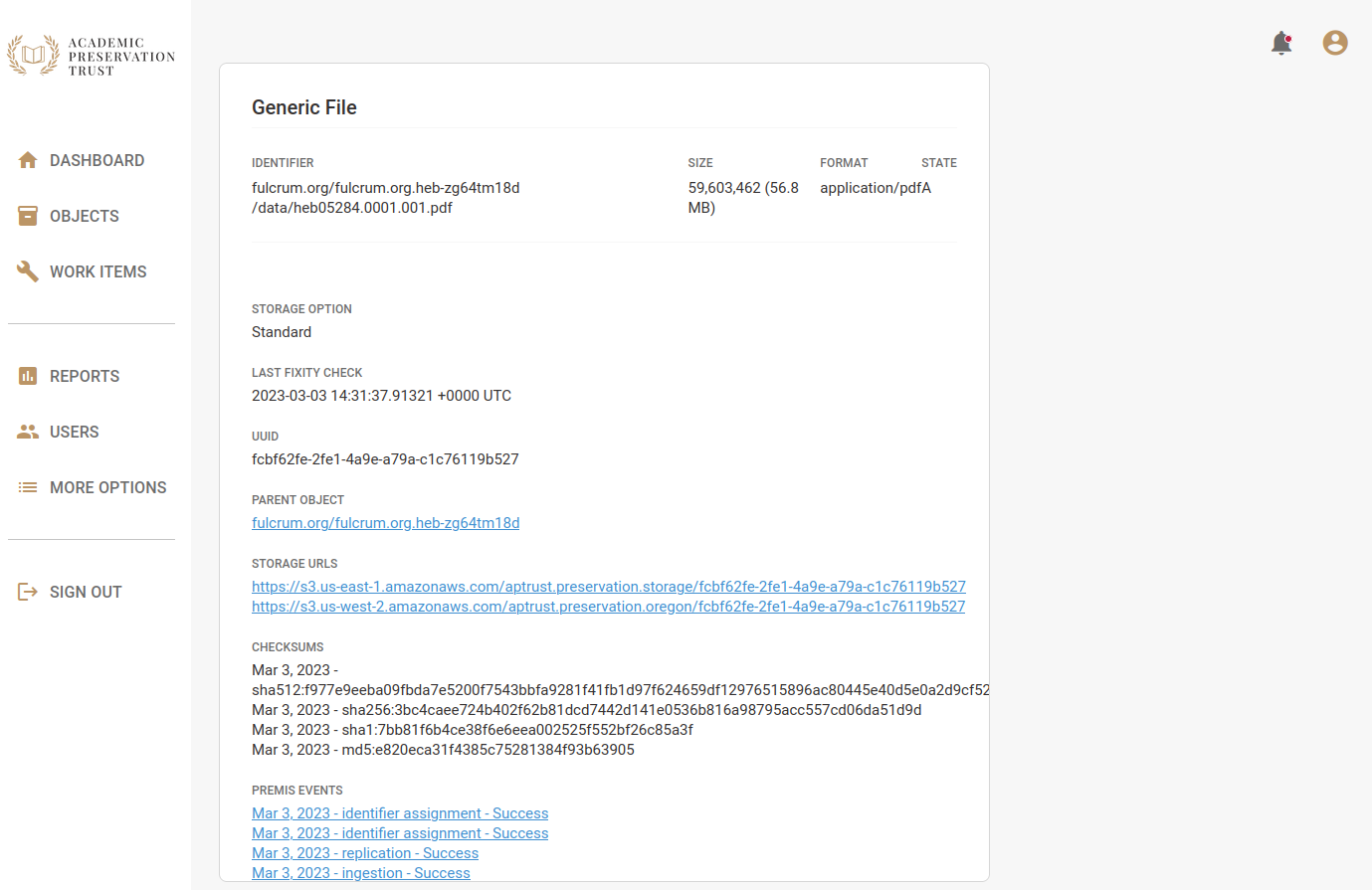 Generic File detail page