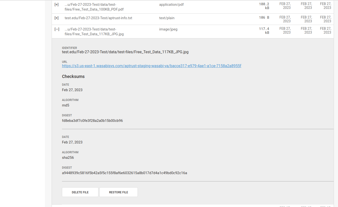 Object file detail